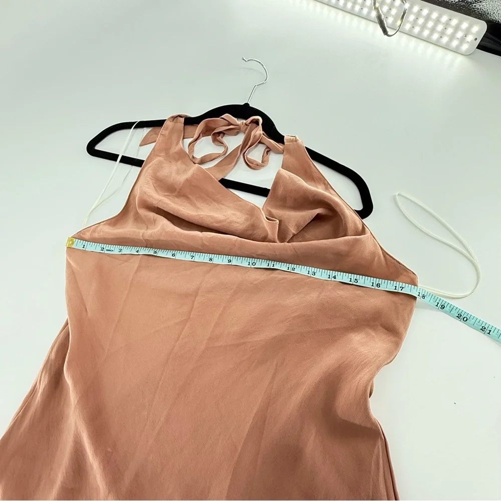Lavender Brown Elegant Silk Halter Dress - Picture 6 of 7